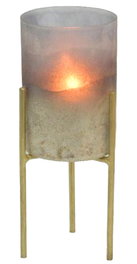 DKD Home Decor Portavela Moderno Bicolor Dorado Metal Cristal 10 x 10 x 23 cm