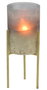 DKD Home Decor Portavela Moderno Bicolor Dorado Metal Cristal 10 x 10 x 23 cm