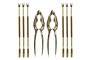DKD Home Decor Set de 8 Utensilios de Marisco de Acero Inoxidable Dorado, 15 cm de largo, Apto para Lavavajillas
