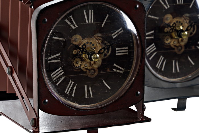 DKD Home Decor Reloj de sobremesa de hierro diseño cámara surtido