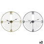DKD Home Decor Set de 2 Relojes de Pared Metálicos 60x60 cm Negro y Dorado
