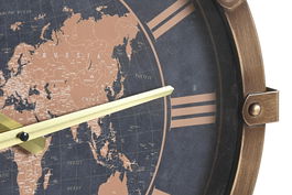 DKD Home Decor Reloj de Pared Mapamundi Dorado y Plateado 42 x 54 x 8.5 cm (2 Unidades)