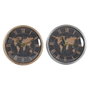 DKD Home Decor Reloj de Pared de Hierro Mapamundi Pack de 2 unidades