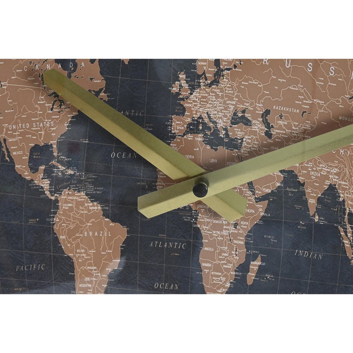 DKD Home Decor Reloj de Pared de Hierro Mapamundi Pack de 2 unidades