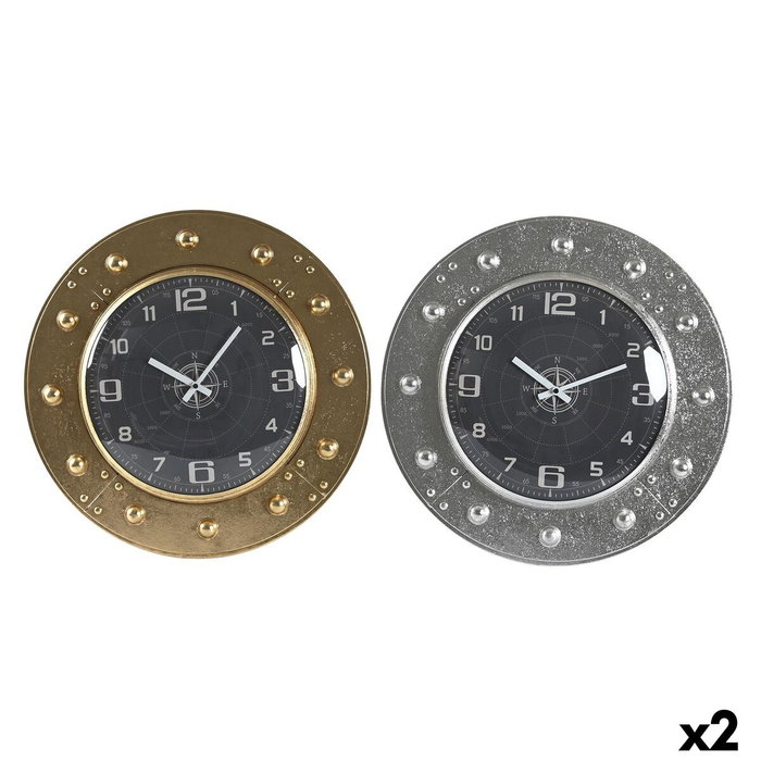 DKD Home Decor Set de 2 Relojes de Pared de Hierro y Cristal Surtidos