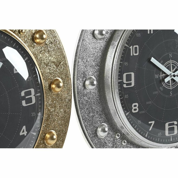 DKD Home Decor Set de 2 Relojes de Pared de Hierro y Cristal Surtidos