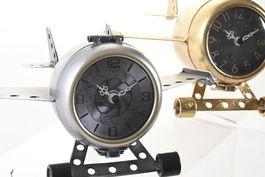 DKD Home Decor Reloj Sobremesa Loft Dorado Plateado 16 x 13 x 23 cm (2 Unidades)