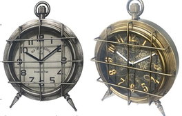 DKD Home Decor Reloj de Sobremesa de Hierro y Cristal, Surtido de 2 Unidades