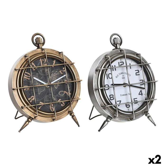 DKD Home Decor Reloj de Sobremesa de Hierro y Cristal, Surtido de 2 Unidades