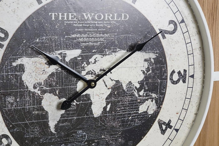 DKD Home Decor Reloj de Pared Vintage Mapamundi Negro Blanco 2 Unidades 4.5 x 60 x 60 cm