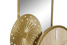 DKD Home Decor Reloj Sobremesa Boho Natural Dorado 8 x 53 x 26 cm Espejo