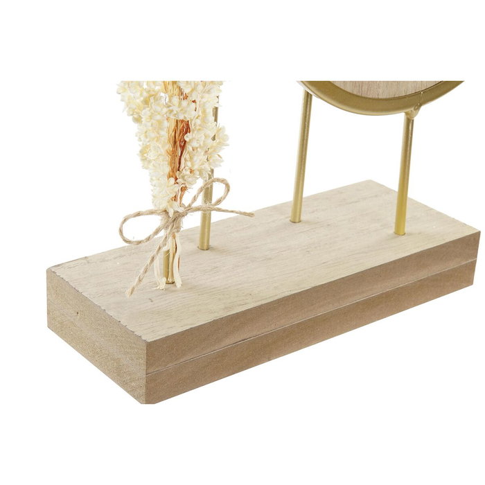 DKD Home Decor Reloj de Sobremesa MDF y Metal con Espejo Natural y Dorado