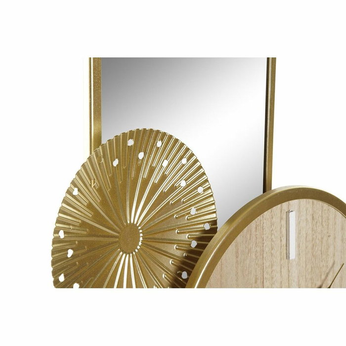 DKD Home Decor Reloj de Sobremesa MDF y Metal con Espejo Natural y Dorado