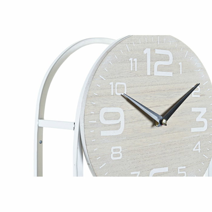 DKD Home Decor Reloj de Pared con Estantería Blanco y Natural