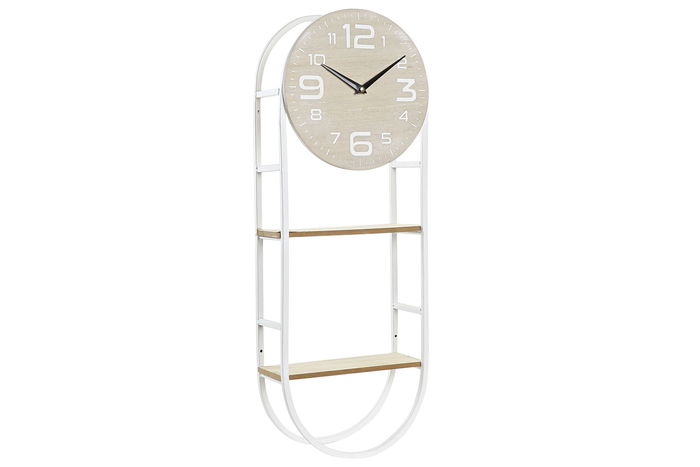 DKD Home Decor Reloj de Pared Scandi Blanco Natural 25.5 x 11.5 x 71 cm