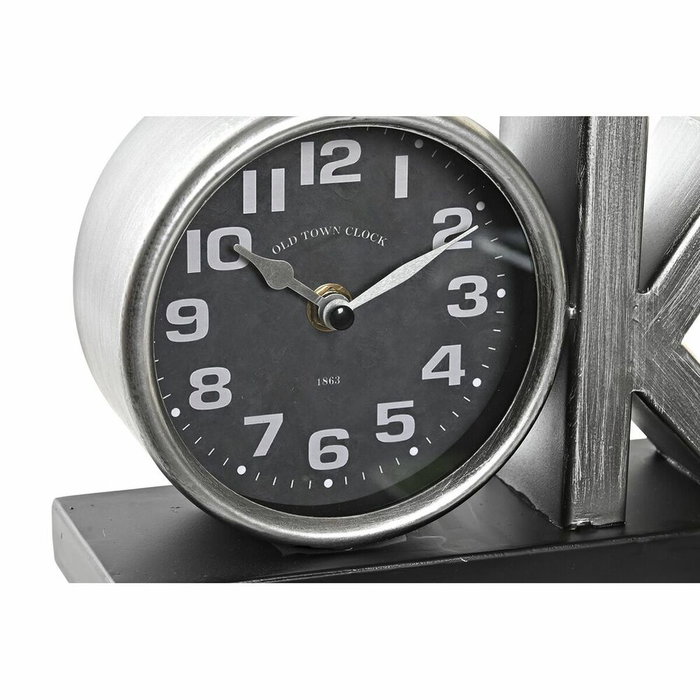 DKD Home Decor Set de 2 Relojes de Sobremesa de Hierro en Negro y Plateado