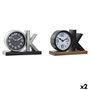 DKD Home Decor Set de 2 Relojes de Sobremesa de Hierro en Negro y Plateado