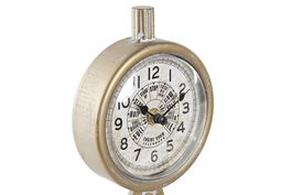 DKD Home Decor Reloj Sobremesa Loft Dorado Negro Hierro y Pvc 8 x 31 x 17 cm (2 Unidades)