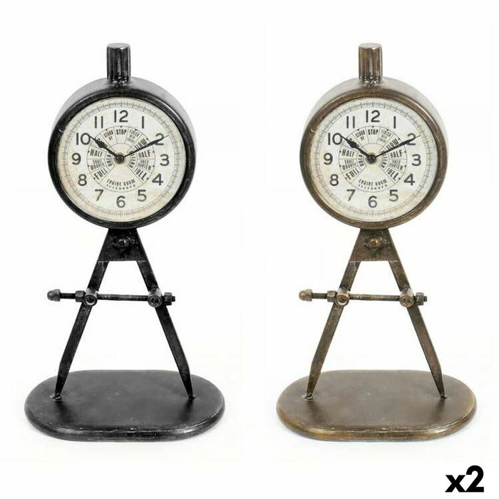 DKD Home Decor Reloj de Sobremesa de Hierro y PVC Surtido de 2 Unidades
