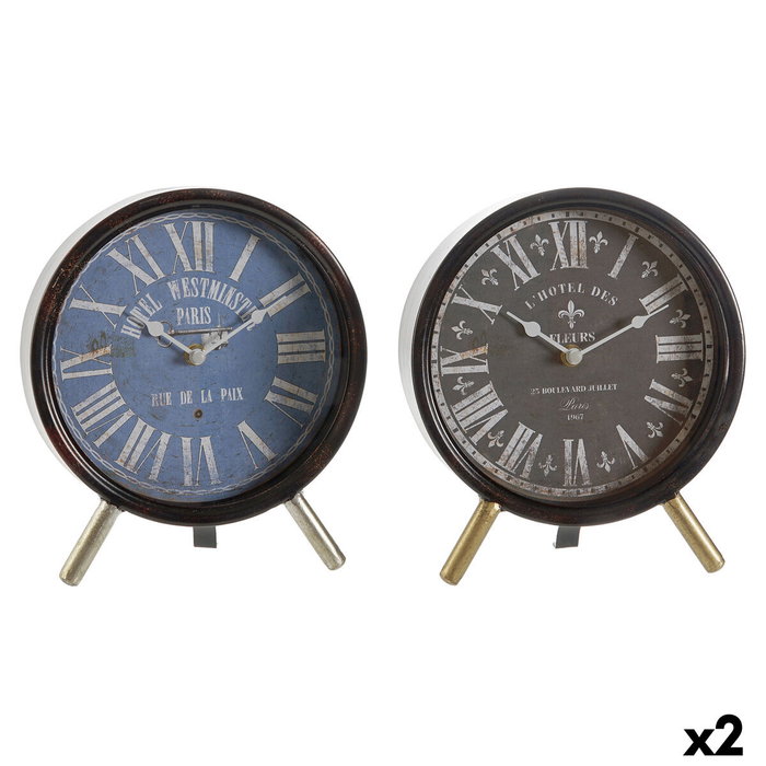 DKD Home Decor Reloj de Sobremesa Metal y Cristal Surtido de 2 Unidades