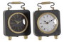 DKD Home Decor Reloj Sobremesa Loft Negro Plateado Metal PVC (2 Unidades) 5 x 21 x 14.5 cm