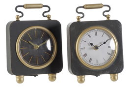 DKD Home Decor Reloj de Sobremesa Metal y PVC Dorado Surtido de 2 Unidades