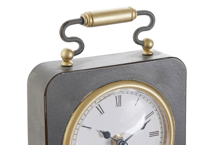 DKD Home Decor Reloj Sobremesa Loft Negro Plateado Metal PVC (2 Unidades) 5 x 21 x 14.5 cm