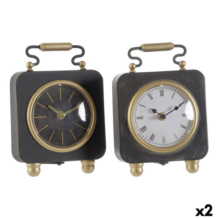 DKD Home Decor Reloj de Sobremesa Metal y PVC Dorado Surtido de 2 Unidades
