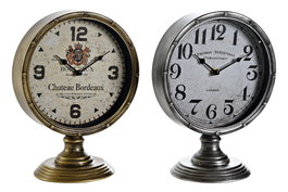 DKD Home Decor Reloj de Sobremesa Metal y Cristal, Surtido de 2 Unidades
