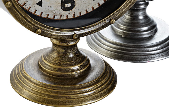 DKD Home Decor Reloj de Sobremesa Metal y Cristal, Surtido de 2 Unidades
