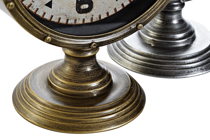 DKD Home Decor Reloj Sobremesa Vintage Dorado Plateado 13.5 x 28 x 20.5 cm (2 Unidades)