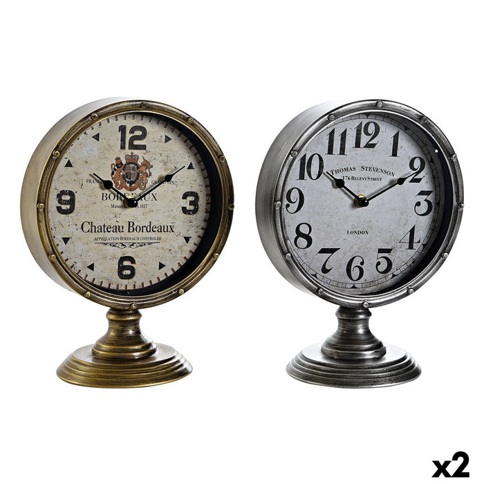 DKD Home Decor Reloj de Sobremesa Metal y Cristal, Surtido de 2 Unidades
