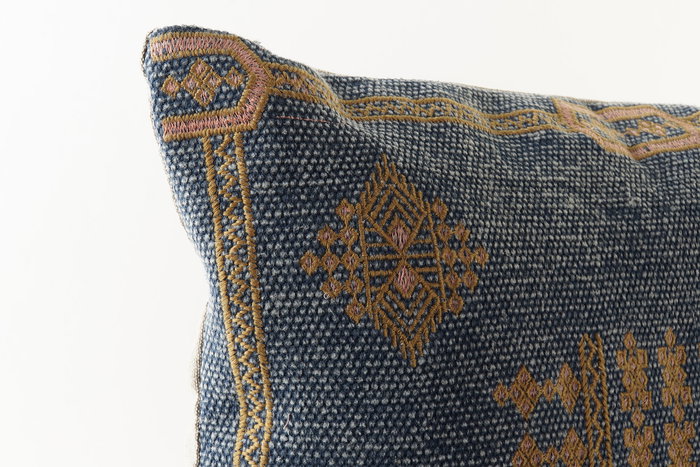 DKD Home Decor Cojín Árabe Azul Naranja 50 x 10 x 50 cm (2 Unidades) Algodón