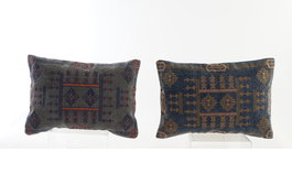 DKD Home Decor Cojin Arabe Josta Bordado Geométrico Azul Naranja 10 x 35 x 50 cm (2 Unidades)