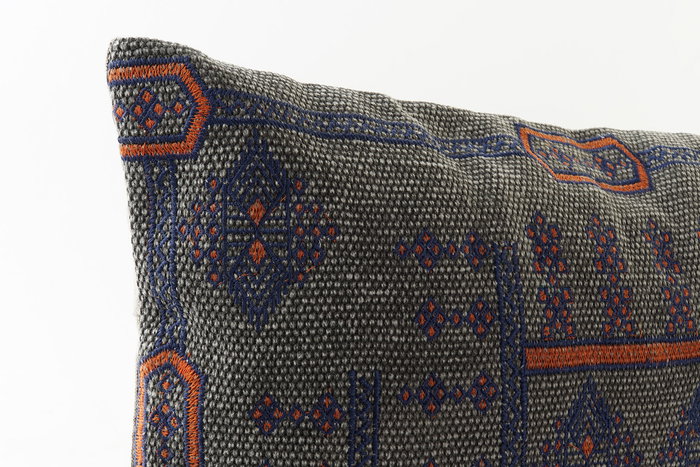 DKD Home Decor Cojin Arabe Josta Bordado Geométrico Azul Naranja 10 x 35 x 50 cm (2 Unidades)