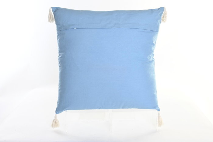 DKD Home Decor Cojin Elape Azul Blanco Algodon Polyester 20 x 60 x 60 cm