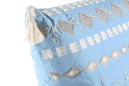 DKD Home Decor Cojin Elape Azul Blanco Algodon Polyester 20 x 60 x 60 cm