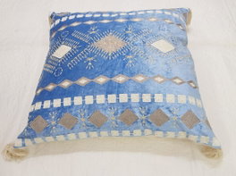 DKD Home Decor Cojin Elape Azul Blanco Algodon Polyester 20 x 60 x 60 cm