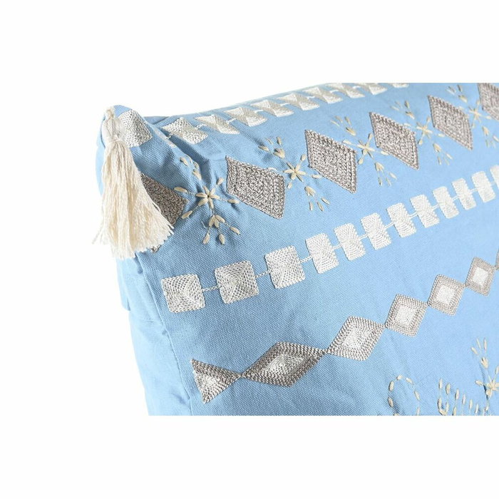 DKD Home Decor Cojín Algodón 60x60x20 cm Azul Desgastado ELAPE