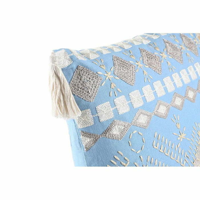 DKD Home Decor Cojín de Algodón Azul Desgastado ELAPE 40x40x15 cm