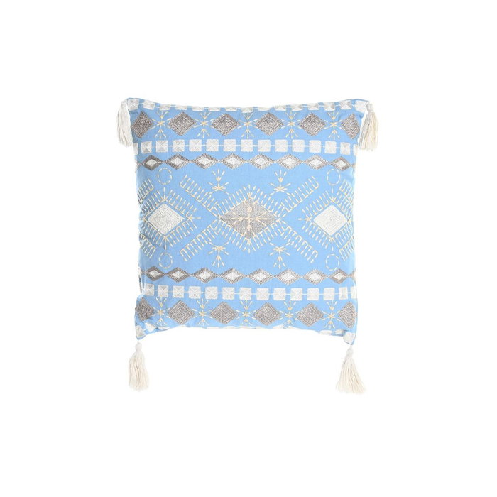 DKD Home Decor Cojín de Algodón Azul Desgastado ELAPE 40x40x15 cm