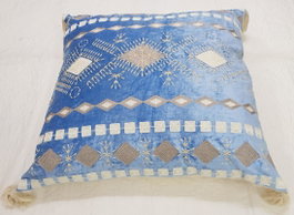 DKD Home Decor Cojín de Algodón Azul Desgastado ELAPE 40x40x15 cm
