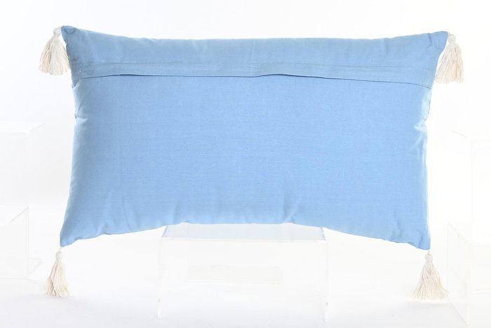DKD Home Decor Elape Cojin 60 x 35 x 15 cm Azul Blanco Polyester con Zipper