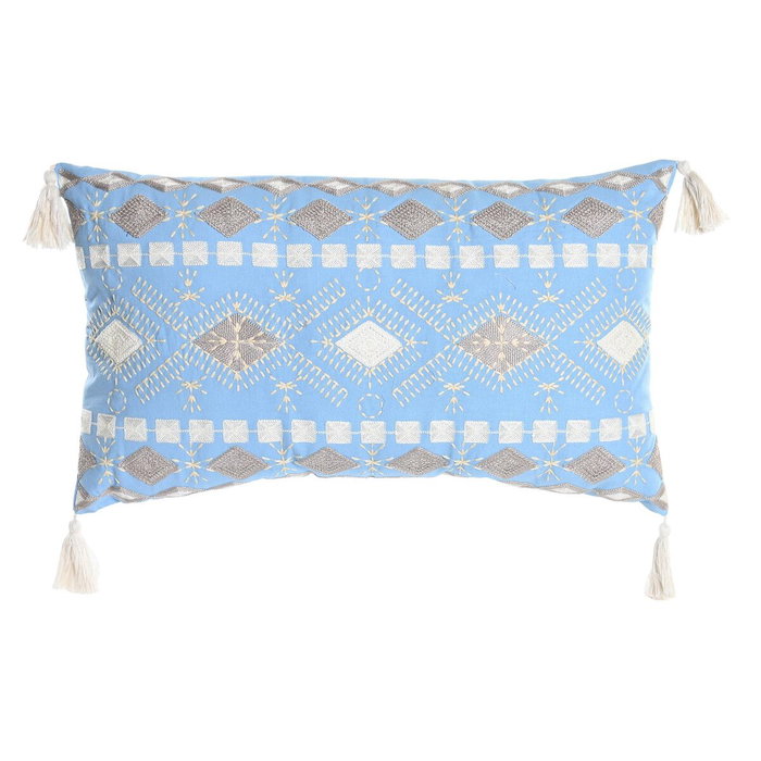 DKD Home Decor Cojín Algodón 60x35x15 cm Azul Desgastado
