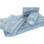 DKD Home Decor Set de 4 Cojines de Algodón Bordados Azul Celeste