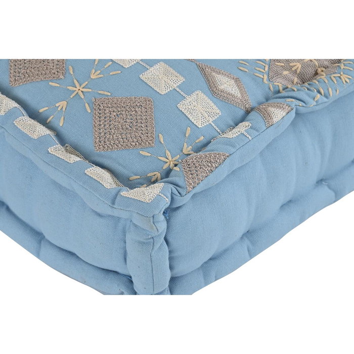 DKD Home Decor Set de 4 Cojines de Algodón Bordados Azul Celeste
