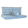DKD Home Decor Set de 4 Cojines de Algodón Bordados Azul Celeste