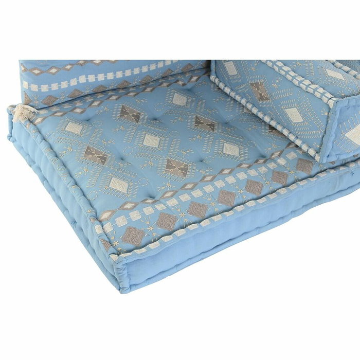 DKD Home Decor Set de 4 Cojines de Algodón Bordados Azul Celeste