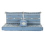 DKD Home Decor Set de 4 Cojines de Algodón Bordados Azul Celeste