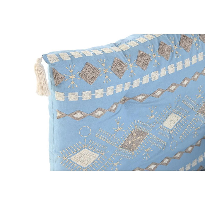 DKD Home Decor Set de 4 Cojines de Algodón Bordados Azul Celeste